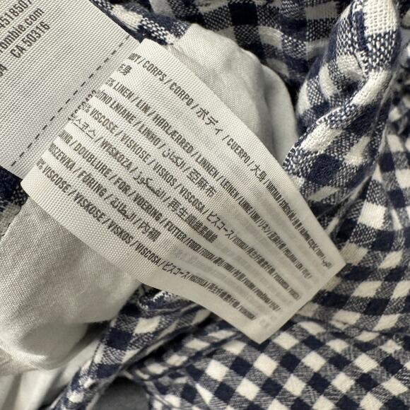 Abercrombie & Fitch Pants Womens Small Blue White Coastal Gingham Linen Blend - Picture 8 of 10